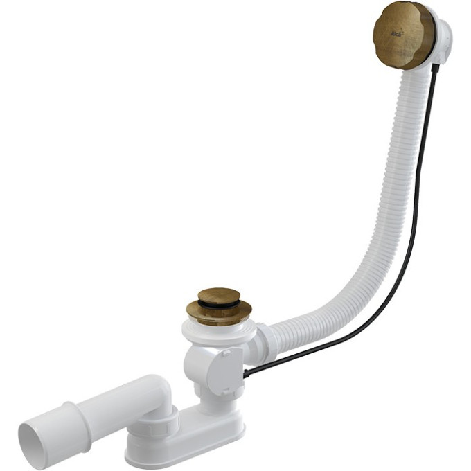 Сифон ALCAPLAST A55ANTIC-100-RU-01 для ванны автомат комплект, металл, бронза-antic